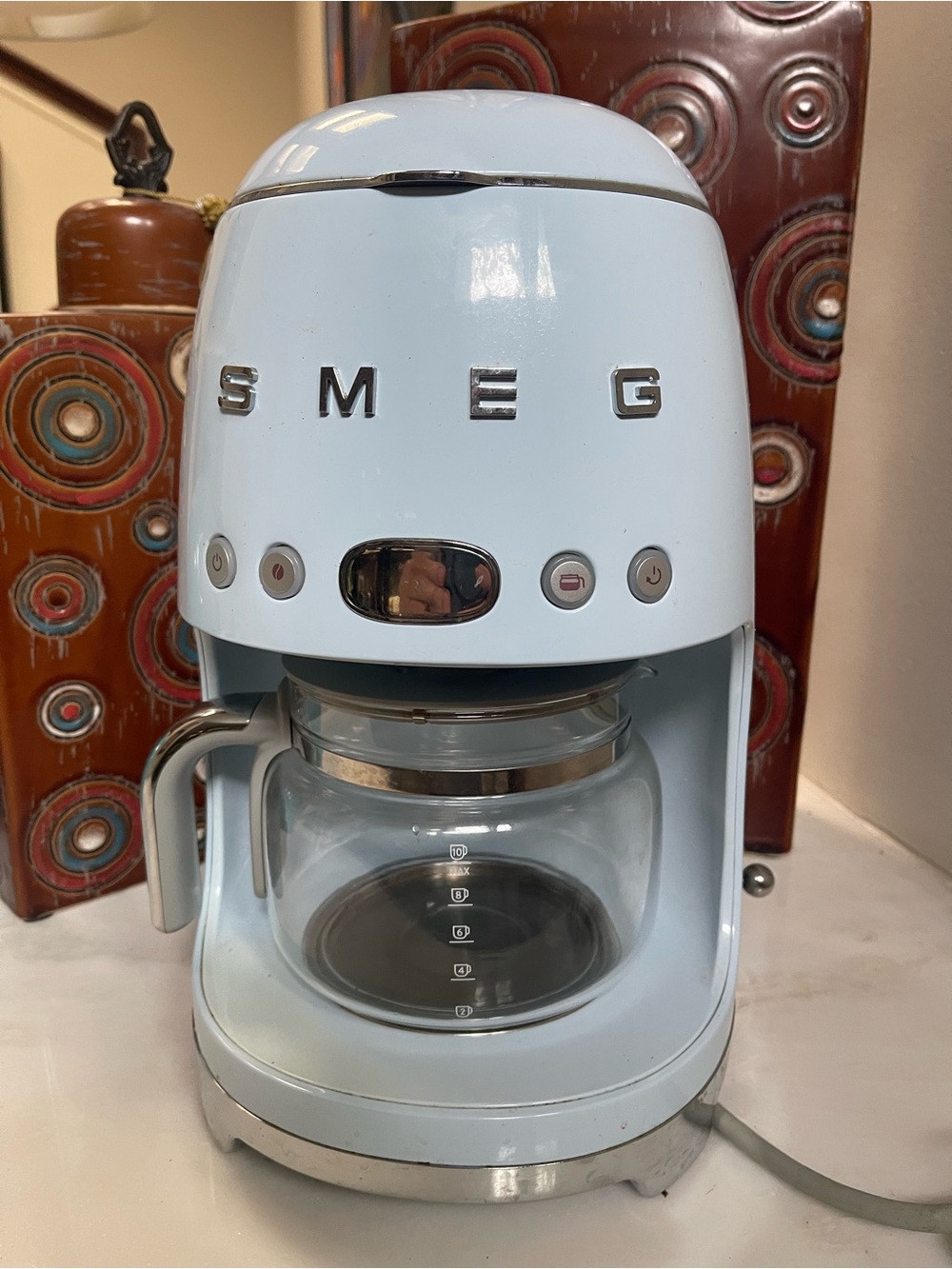 SMEG 50s Retro Drip Pastel Blue Coffee Maker with 10 Cup Glass Carafe